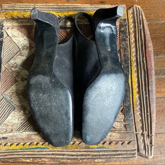 LAST CALL Vintage black sling back kitten heel womens shoes 60s - Picture 8 of 10